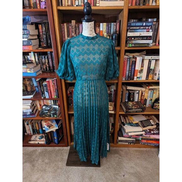 ASOS design Chevron Dobby maxi dress in green nwt sz 6 - Picture 1 of 6